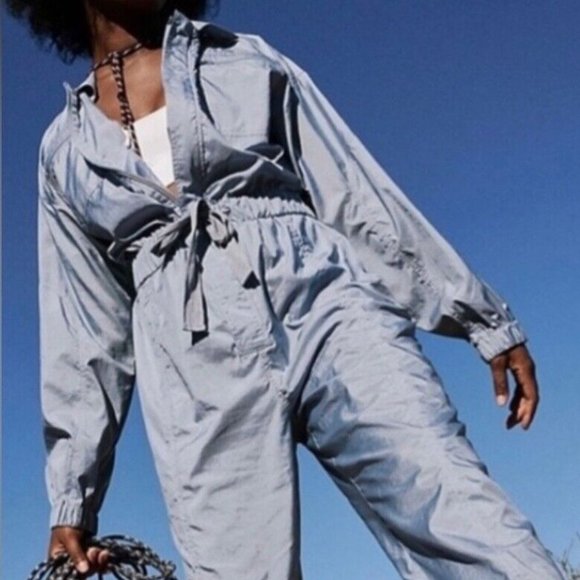 NEW Free People Movement Golden Hour One Piece Jumpsuit Coverall Nylon Blue Sz M - Picture 4 of 16